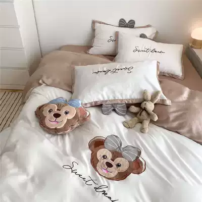 Cartoon cute Duffy Bear 60 Tencel children three Sets Summer Ice Silk cool embroidery quilt cover 1 8m bedding