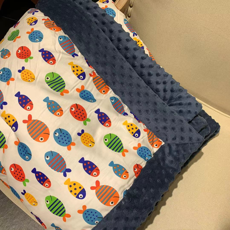 Cute Little Fish Baby Boy Great Goose Bean Quilted Double Layer Thickened Baby Guay Blanket Kindergarten Spring And Autumn Appeasement Quilt