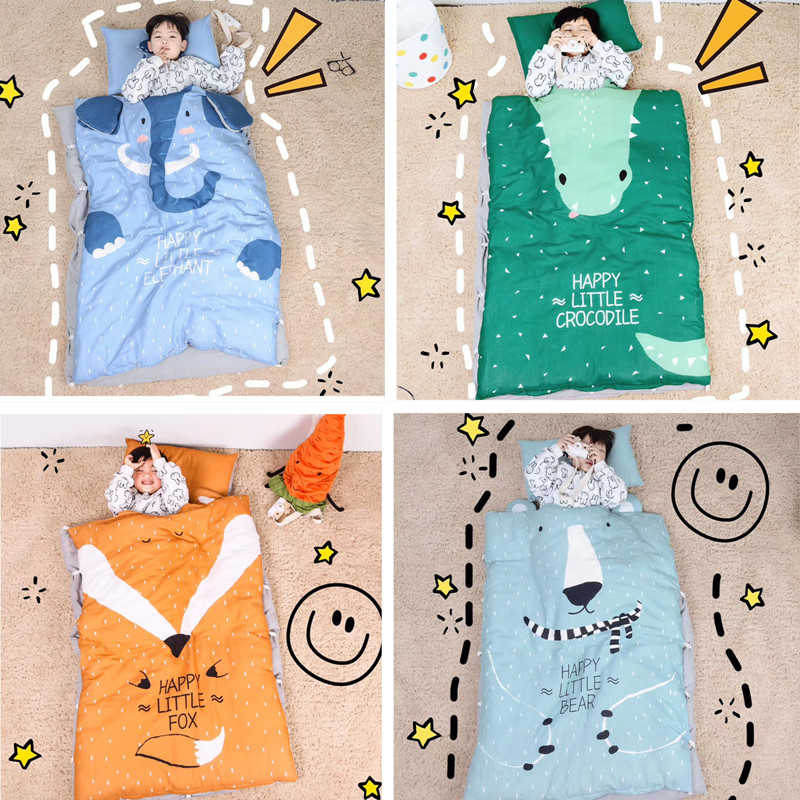 Cute crocodile baby sleeping bag winter thickened newborn baby anti-kick quilt middle and big children all cotton quilt for all seasons