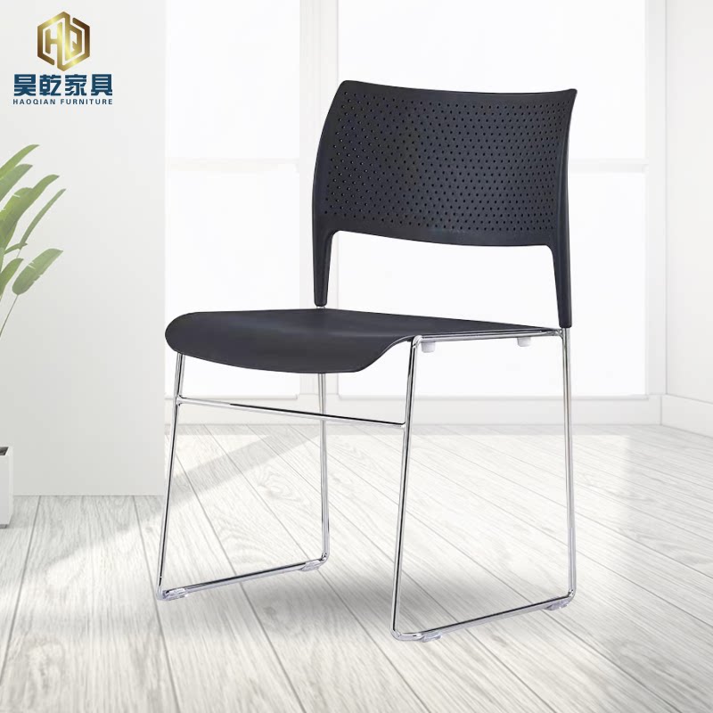 Stackable PP plastic chair solid rebar dining chair black Conference chair venue Guest Chair Training Chair Escort Chair