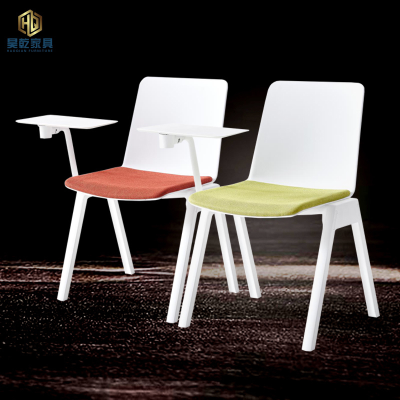 Creative white PP Conference chair with table board integrated classroom writing chair stacking book reading chair training chair