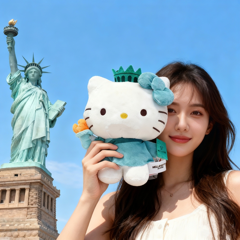 New York, Usa, Statue of Liberty Hello Kitty Plush Toy Doll Gift Decoration Doll Birthday Gift