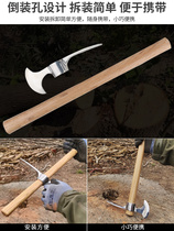 Outdoor stainless steel pick ax mini foreign pick ax hoe ax dual-purpose digging roots herbs and bamboo shoots small hoe V-head mountaineering portable tool