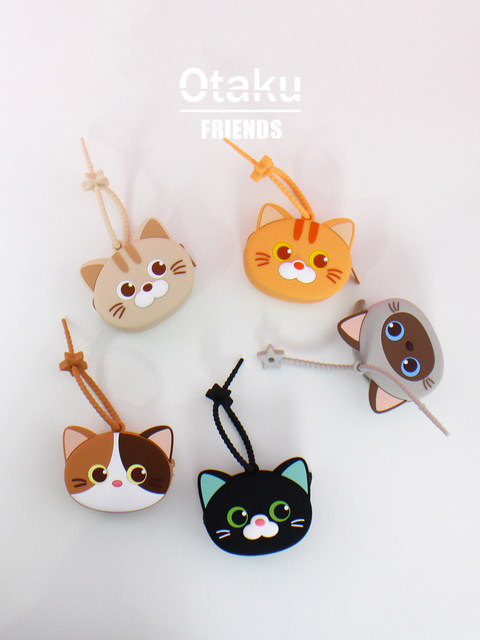 Q version uncle original cat cartoon silicone coin wallet pendant cute children's Bluetooth headset coin storage bag