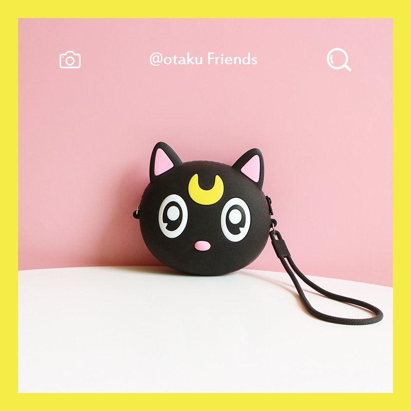 Day series Beauty and less female warriors cute zero wallets Luna cat silicone Carbag Cartoon Diagonal Satchel Bag for students