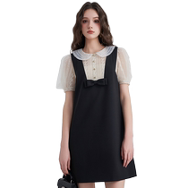 Zoya Weekend 2024 Summer New Lace Bow Doll Collar Splicing Puff Sleeve Dress EJWEBD04