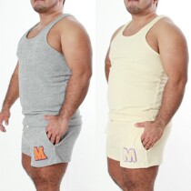 日本制造PROPAGANDA男士家居运动背心短裤套装毛巾棉氨纶舒适材质