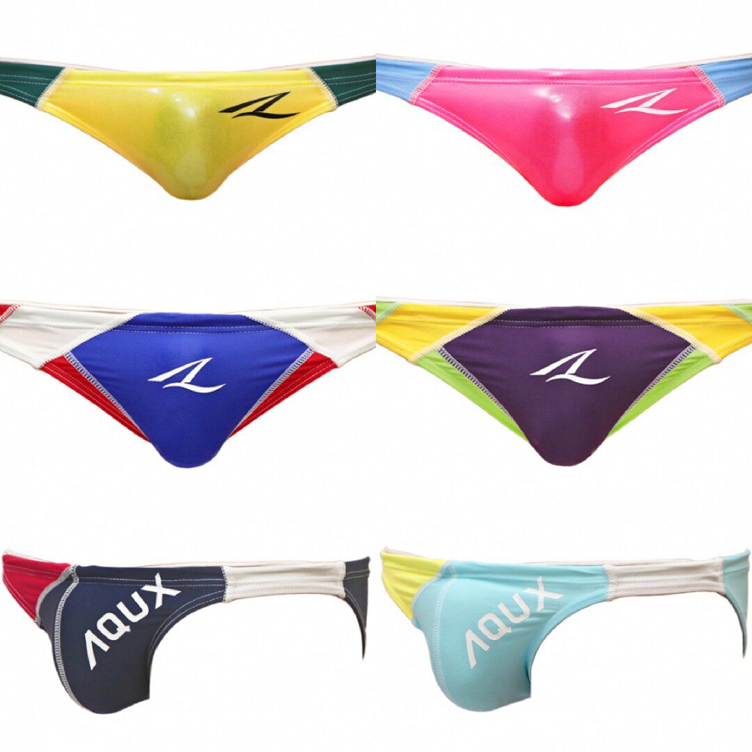 Group purchase AQUX men's low-waisted swimming trunks polyester fiber spandex elastic material August 31-10