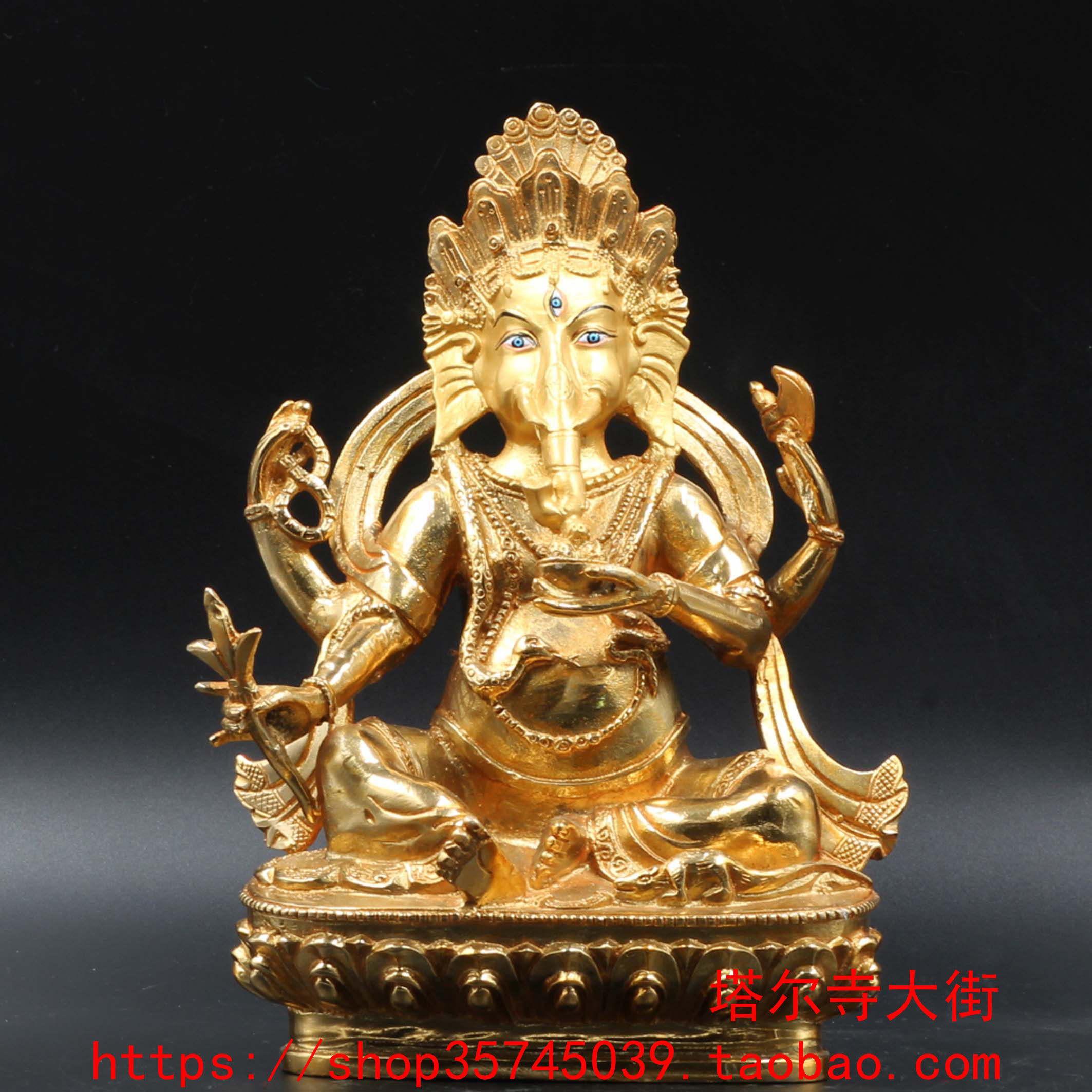 The Golden Elephant RhinoCairochaine Prolific of the Tal Monastery Size Seven Inch (21 cm) Fa is solemnly loaded with auspicious