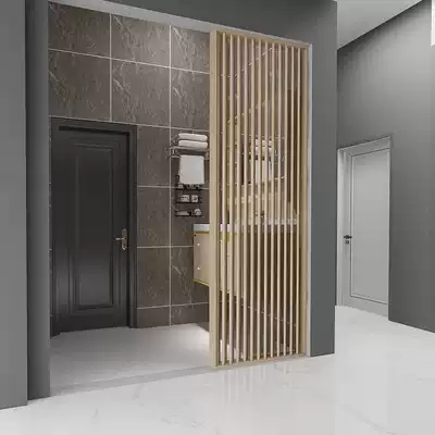 Customized breathable vertical Louver entrance entrance to the door light transparent wind vertical stripe Wood grille living room ventilation Louver partition screen