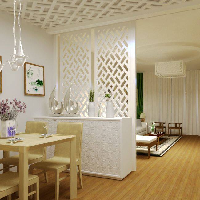 Simple and stylish hollow entrance partition solid wood screen lattice doors and windows TV background lattice wood grid translucent plate