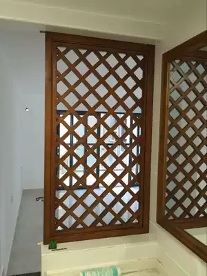 Walnut partition porch TV background wall flower grid screen Wood grille new Chinese antique American country fence