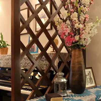 Solid wood carved doors and windows antique partition porch Chinese decoration TV background wall flower window flower grid American fan