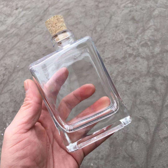 High-end Glass Thickened Square Crooked Neck Drink Milk Tea Bottle Mesh Red Perfume Coffee Sealed Ins Fruit Wine Juice Bottle