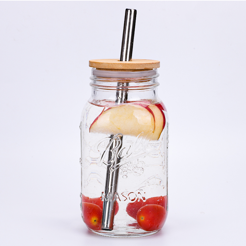 American overnight oat Mason cup jar with spoon sealed high temperature resistant and heat resistant glass with lid ball yoghurt straw cup