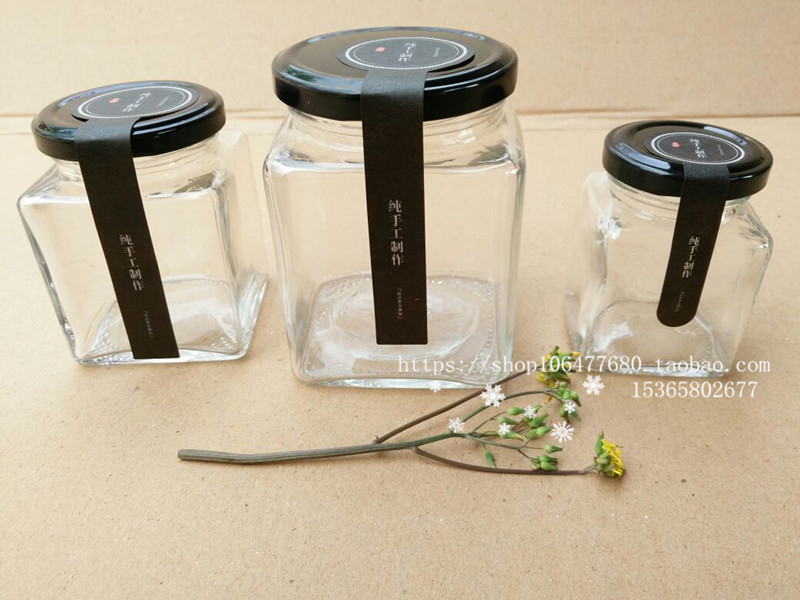 100g 200g 500g glass bottle of bee bottle square shaped bottle jam jam bottle of bird's nest