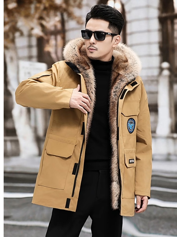 Men's Parka with Fur 2025 Winter New Style Fur Integrated Liner Detachable Mid-Length Thickened Warm Coat