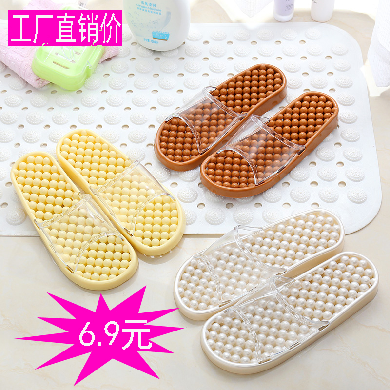 Bathroom Slippers At-home Indoor Massage Casual Non-slip Bath Leaks Softbottom Lovers Korean version Sweet Slippers Female Summer