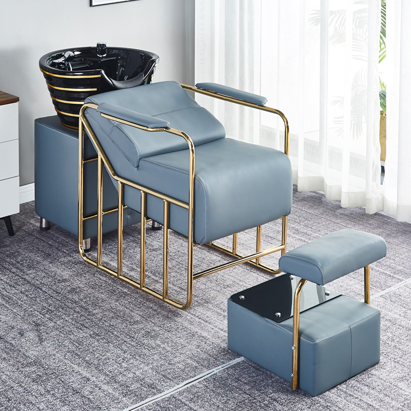 Hair Salon Shop Hairdresshop Hair Salon Bed Hair Salon Special Ceramic Basin Stainless Steel Flush Bed Wash Head Tank Manufacturer Direct