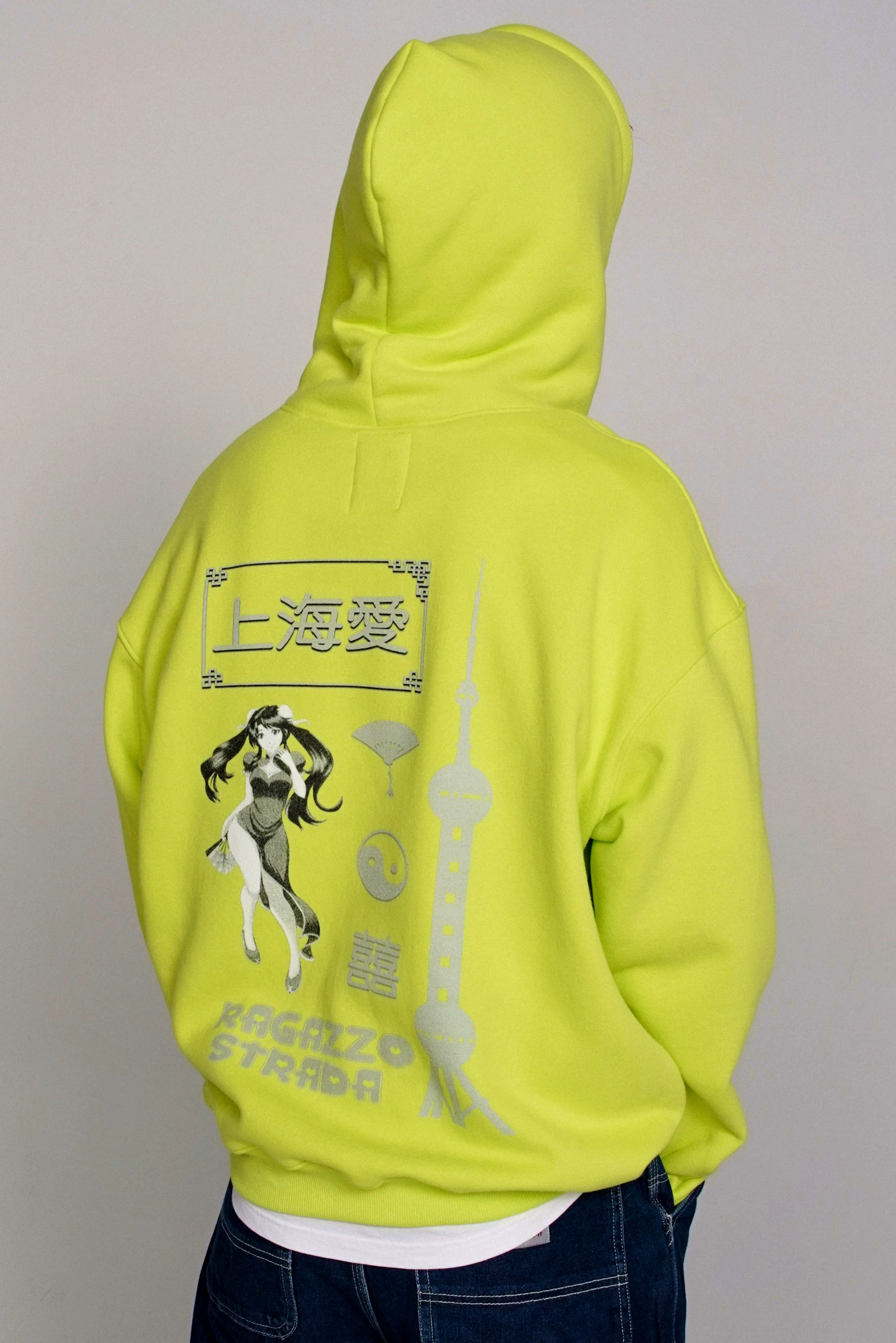 "DFD" Ragazzo 20FW SHANGHAILOVE Shanghai Ai Plus Loose Poor Passion -free Wolk Rope Hooding Services