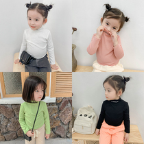 Girls  knitted bottoming shirt spring and autumn 2020 new childrens baby solid color Western style long-sleeved high-neck t-shirt thin tide