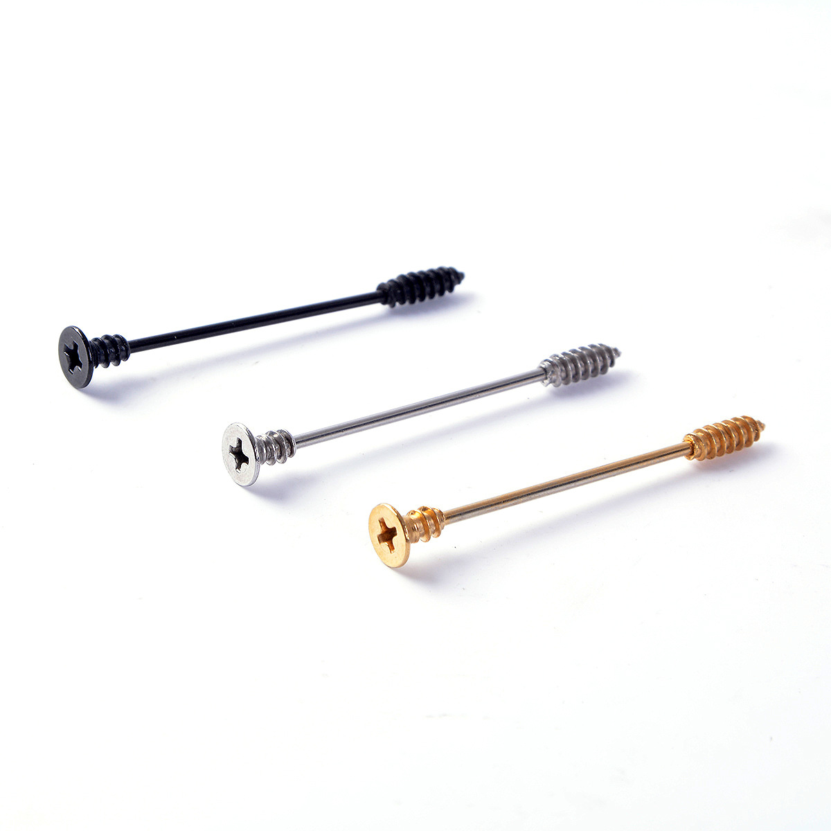 Stainless steel screw earrings long ear bone nails boys and girls Korean popular earrings hypoallergenic ear bridge nails