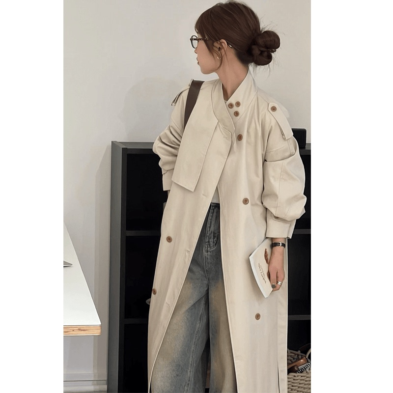 Windbreaker Jacket for Women, White, 2026 Spring and Autumn New Style, Mid-Length, Suitable for Tall and Petite Figures, British Style Coat, Super Stylish