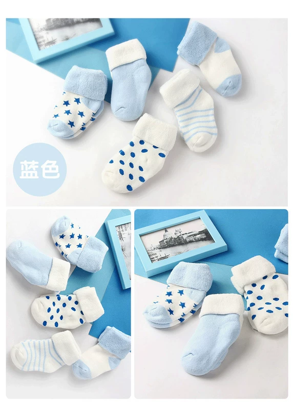 Vớ trẻ em mùa thu và mùa đông dày ấm cho bé sơ sinh vớ trẻ em cotton 0-1-3 tuổi 6-12 tháng