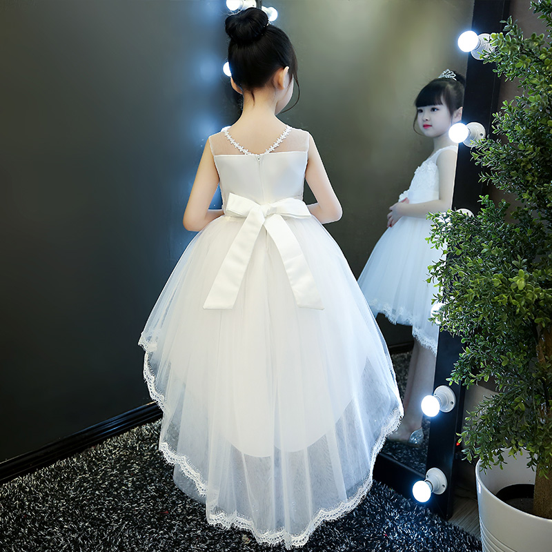 Princess dress girl's puffy dress for children's gown, small host girl's birthday evening gown flower wedding white