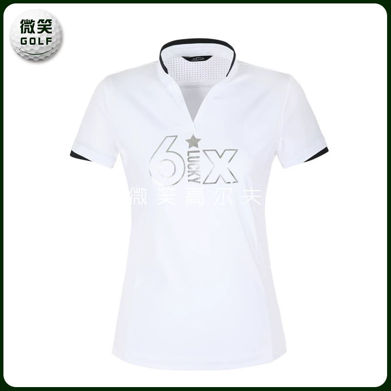 Mùa xuân và mùa hè 2020 mới mua từ Hàn Quốc FANTO * trang phục chơi gôn cho phụ nữ áo phông ngắn tay cổ chữ V in GOLF - Golf