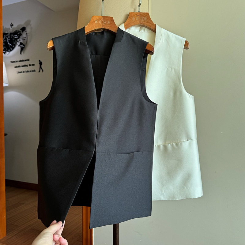 Workplace Fashion/French-Style Simple Silk Wool Vest Top, Spring and Summer Sleeveless Waistcoat, Casual Commuting Vest