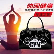 Travel bag female yoga bag portable travel patent leather Fitness Bag Mens sports training bag Tide brand batch custom logo