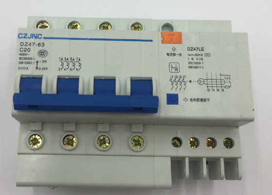 Air switch with leakage protector DZ47LE-63 4P 4Pole 6A~63A household switch leakage circuit breaker