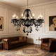 Simple Modern Fashion Candle Crystal Chandelier Living Room Dining Room Bedroom High-End Decorative Lighting Black Glass Chandelier