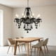 Simple Modern Fashion Candle Crystal Chandelier Living Room Dining Room Bedroom High-End Decorative Lighting Black Glass Chandelier