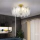 Round Fashionable Simple Modern Light Luxury Led Glass Crystal Ceiling Light for Bedroom, Dining Room, Living Room, Study Room, French Style