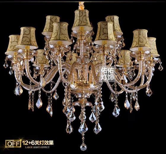 European Amber Champagne Crystal Chandelier Living Room Bedroom Dining Room Lamp Hotel Project Candle Crystal Lamp