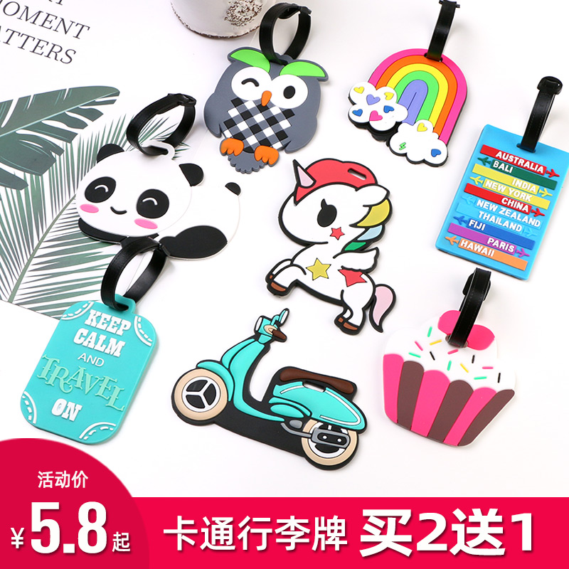 Luggage tag suitcase strap travel tag boarding pass suitcase packing with cartoon listing tag consignment card