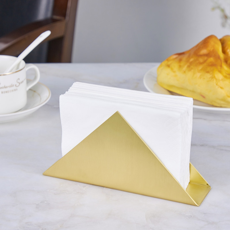 Vertical brass triangular tissue holder Norse simple dining paper holder personalized tissue holder desktop magazine file storage shelf