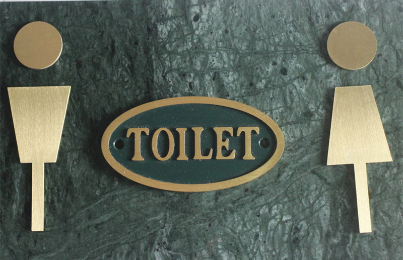 Brass sign push-pull sign sign toilet house sign no smoking sign Nordic yellow bronze medal