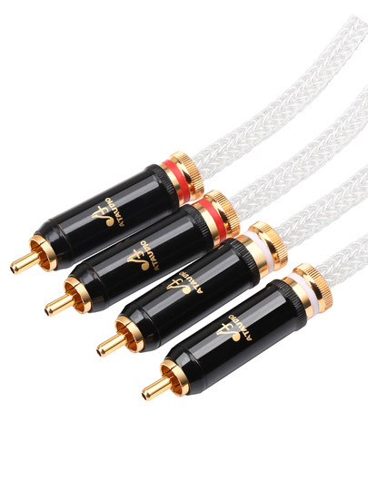 进口单晶银信号线HiFi双莲花CD功放音响镀银RCA发烧音频信号线