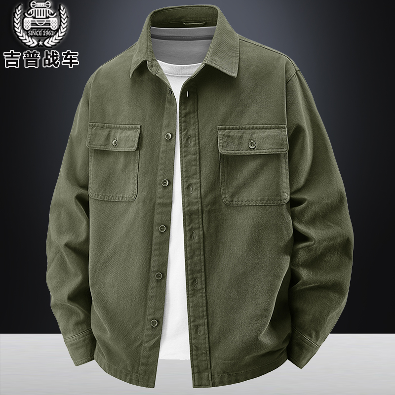 2025 Spring and Autumn New Workwear Long-Sleeve Shirt for Men, Youth and Middle-Aged, Outdoor Loose American Air Force Casual Shirt, Wear-Resistant