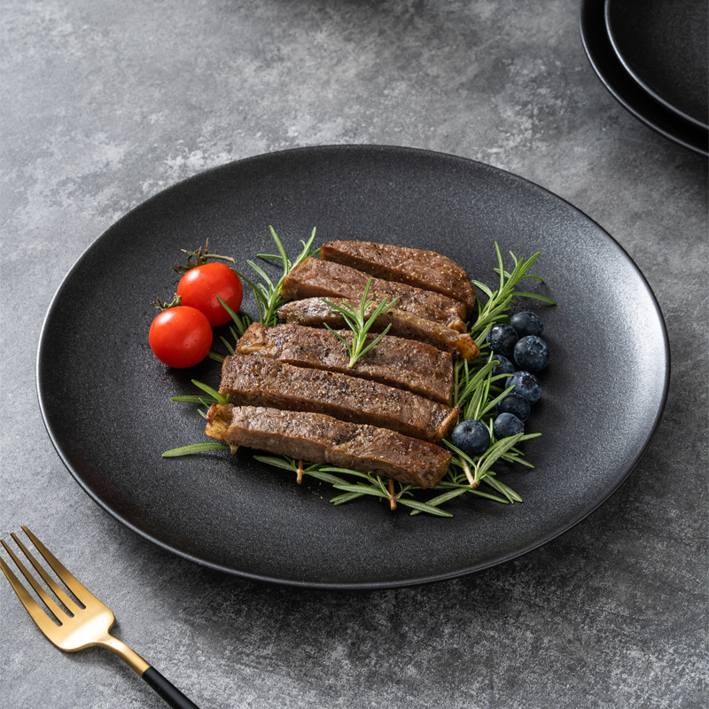 Simple Black Matte Ceramic Plate Western Food Plate Steak Plate Pasta Plate Restaurant Tableware Commercial Dish Plate Shallow Plate