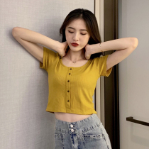 Summer short-style blouses design sensation Little crowdsourced girl party lead the navel slim fit slim fit slim short sleeve t-shirt woman