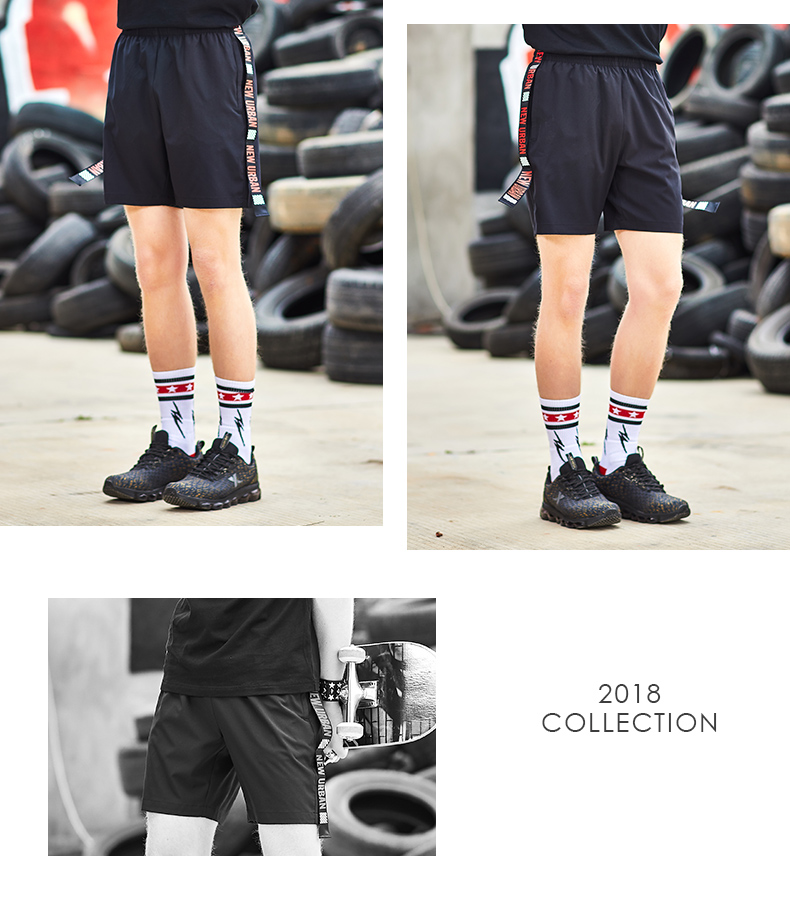 Bước đặc biệt nam đào tạo quần short thể thao màu rắn thể dục chạy quần short dệt 2018 mới quần túi hộp nam