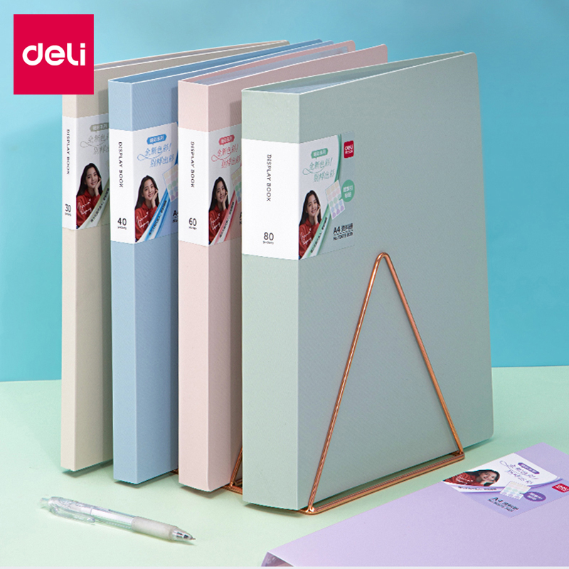 Deli folder Transparent insert a4 data book 60 pages Paper finishing artifact storage bag Multi-layer student binder Sheet music clip Paper certificate certificate collection book Pregnancy check list folder
