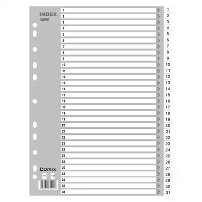 Qixin IX899 31-page classification paper Spacer paper 31-sheet digital printing plastic index paper 11-hole paging paper A
