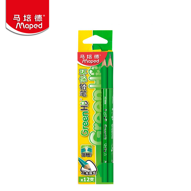 Maped HB environmentally-friendly pencil triangle rod 12 support box for children pencil elementary school children writing pencil