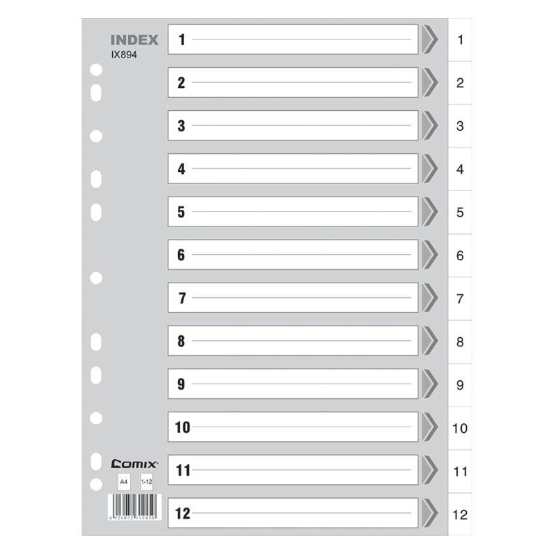 Qixin IX894 12-sheet sorting paper Digital index paper 11-hole plastic 12 sheets Separator paper A4