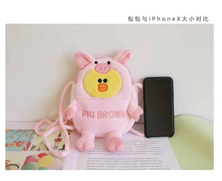 Phim hoạt hình Hàn Quốc hoạt hình Hàn Quốc sang trọng messenger túi điện thoại di động cho cô gái tất cả các túi rung với túi kéo đôi gấu nâu - Túi điện thoại